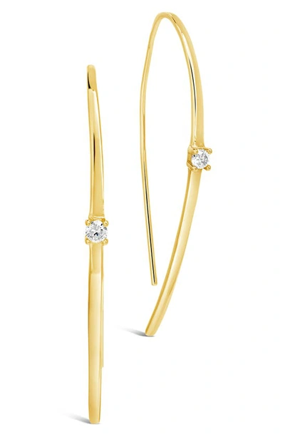 Sterling Forever 14k Gold Plated Sterling Silver Cz Stud Threader Earrings In Gold