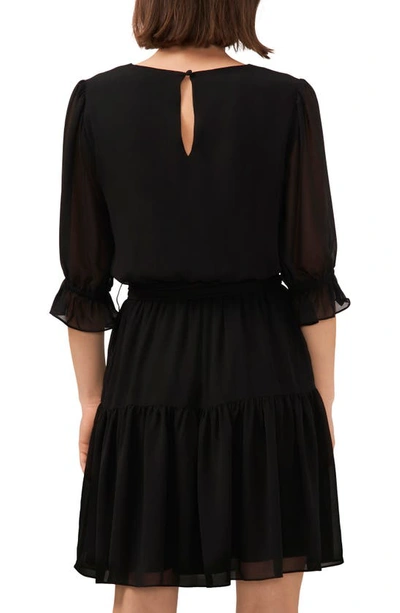 Shop Halogen ® Surplice Faux Wrap Dress In Rich Black