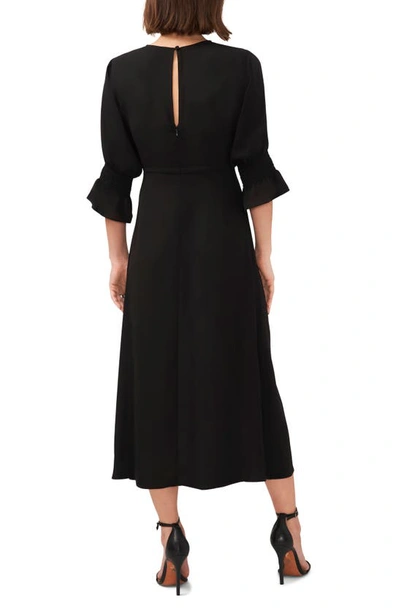 Shop Halogen Ruffle Cuff Midi Dress In Rich Black