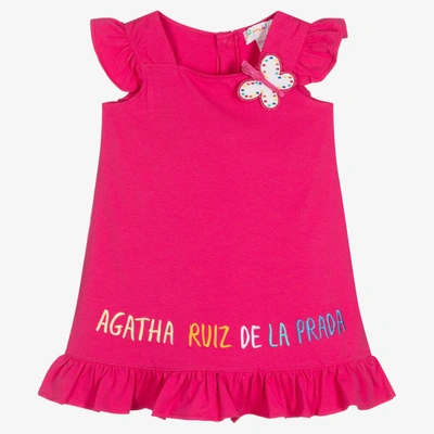 Shop Agatha Ruiz De La Prada Girls Pink Butterfly Ruffle Dress