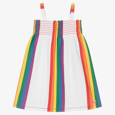 Shop Agatha Ruiz De La Prada Girls Cotton Rainbow Stripe Dress In White