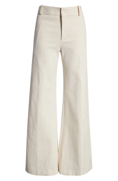 Shop Frame Le Palazzo Wide Leg Trousers In Bone