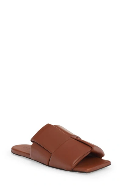 Shop Bottega Veneta Intrecciato Slide Sandal In Caramel