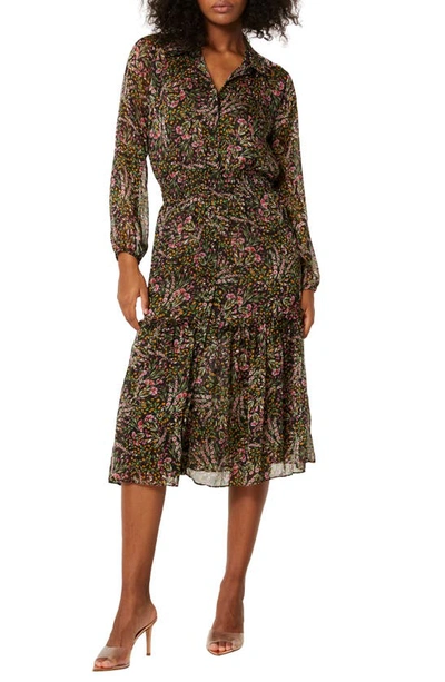 Shop Misa Laysi Floral Long Sleeve Midi Shirtdress In Spring Bouquet