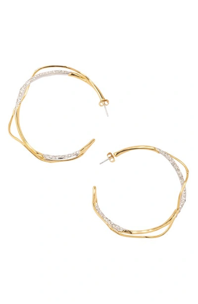 Shop Alexis Bittar Intertwined Pavé Crystal Hoop Earrings In Champagne