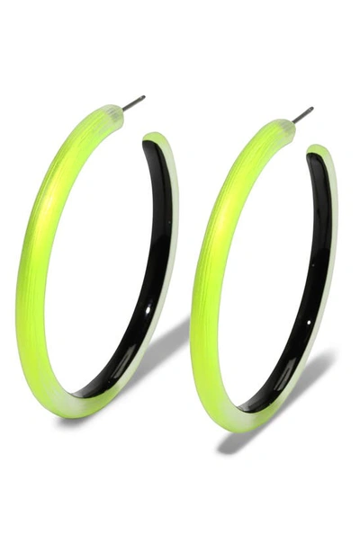 Shop Alexis Bittar Skinny Hoop Earrings In Neon Yellow