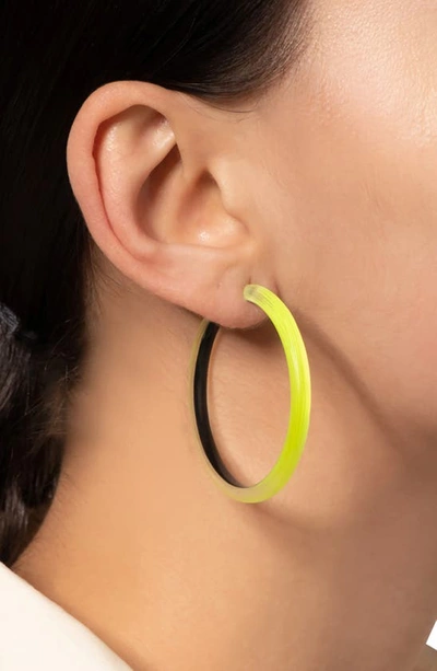 Shop Alexis Bittar Skinny Hoop Earrings In Neon Yellow