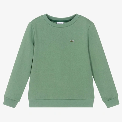 Shop Lacoste Boys Teen Green Cotton Logo Sweatshirt