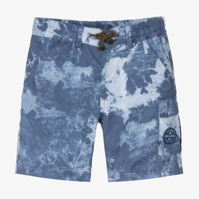 Shop Pan Con Chocolate Boys Blue Tie-dye Chambray Shorts