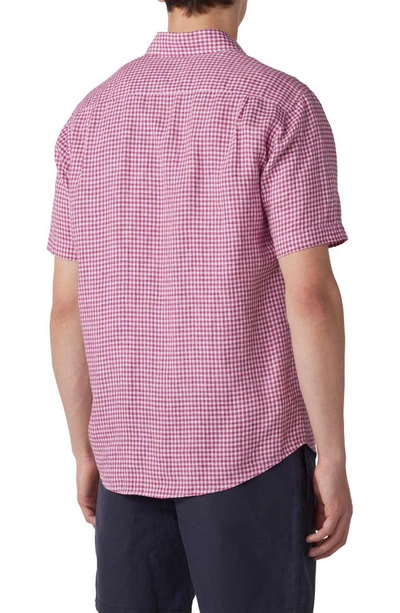 Shop Rodd & Gunn Dunsaddle Check Short Sleeve Linen Button-up Shirt In Garnet