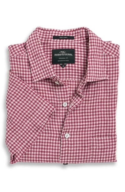 Rodd & Gunn Dunsaddle Check Short Sleeve Linen Button-up Shirt In Garnet