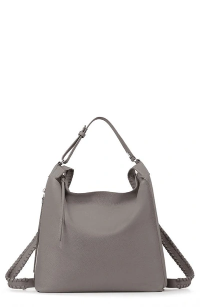 Shop Allsaints Kita Convertible Leather Backpack In Storm Grey