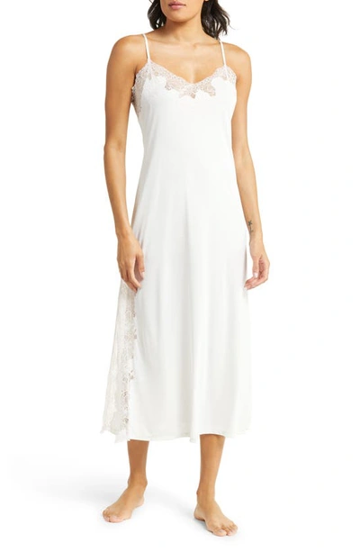 Shop Natori Enchant Lace Trim Nightgown In Ivory/ Shell Pink Lace