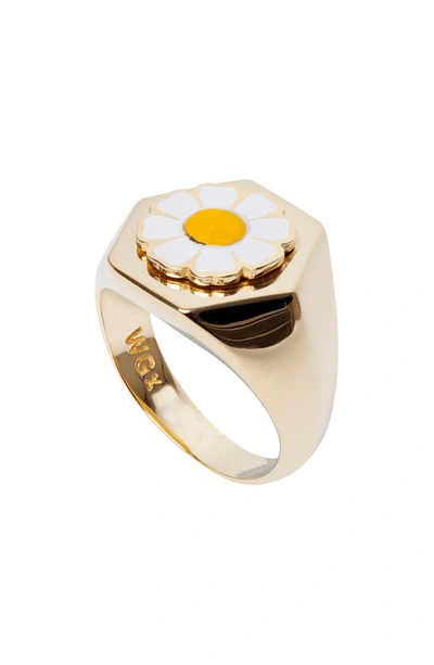 Shop Wilhelmina Garcia Daisy Ring In White/ Gold
