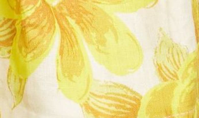 Shop Alemais Sonny Floral Linen Shorts In Lemon