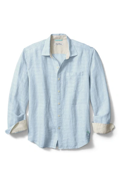 Shop Tommy Bahama Ventana Plaid Linen Button-up Shirt In Lt Sky