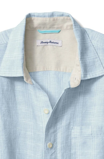 Shop Tommy Bahama Ventana Plaid Linen Button-up Shirt In Lt Sky