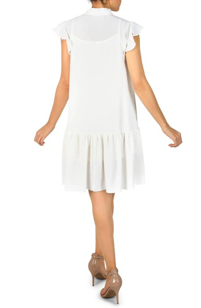 Shop Julia Jordan Ruffle Pleated Shift Dress In Cream