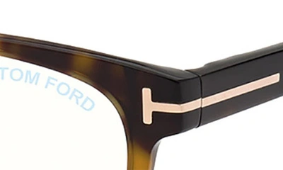 Shop Tom Ford 51mm Rectangular Blue Light Blocking Glasses In Shiny Black / Gradient Smoke