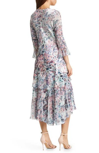 Shop Komarov Charmeuse & Chiffon High-low Dress In Mint Hybrid