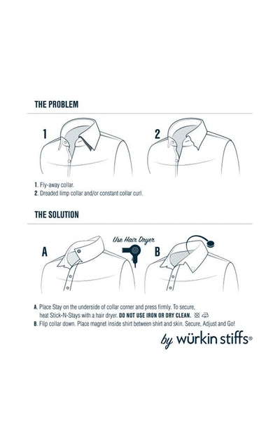 Würkin Stiffs Stick-N-Stays Polo Shirt Magnetic Collar Stays Silver