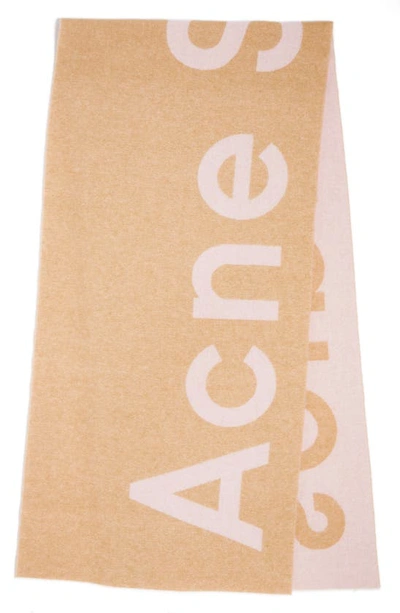 Acne Studios Toronty Logo Scarf In Brown