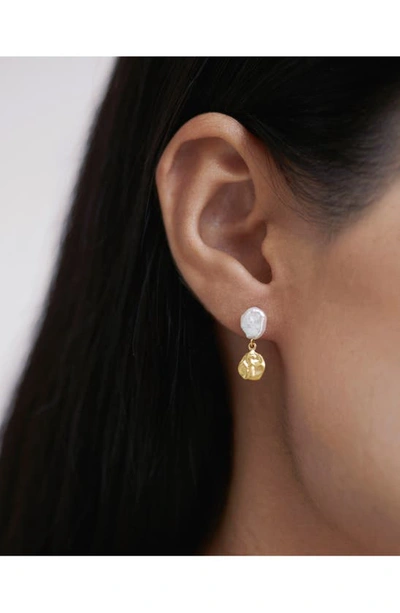 Shop Monica Vinader Mismatched Keshi Pearl Drop Earrings In 18ct Gold Vermeil On Sterling
