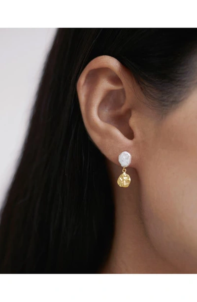 Monica Vinader Gold Keshi Pearl Small Drop Earrings Pearl In 18ct Gold Vermeil On Sterling