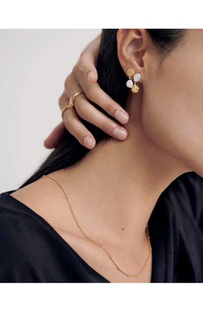 Monica Vinader Gold Keshi Pearl Small Drop Earrings Pearl In 18ct Gold Vermeil On Sterling