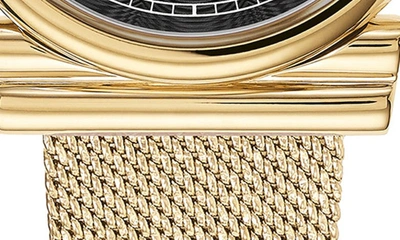 Ferragamo 3-hand Dial Mesh Strap Watch, 34mm In Gold