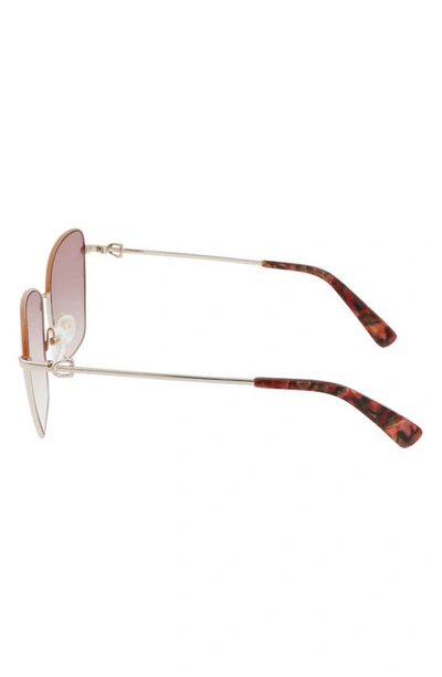 Longchamp Amazone 59mm Rectangle Sunglasses In Gold/ Caramel