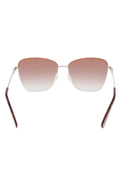 Longchamp Amazone 59mm Rectangle Sunglasses In Gold/ Caramel