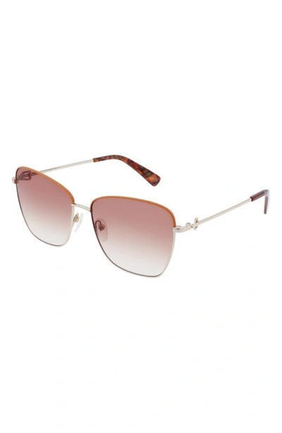 Longchamp Amazone 59mm Rectangle Sunglasses In Gold/ Caramel