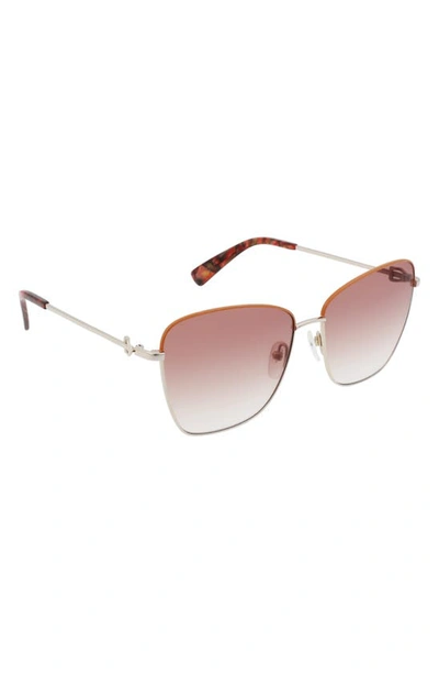 Longchamp Amazone 59mm Rectangle Sunglasses In Gold/ Caramel