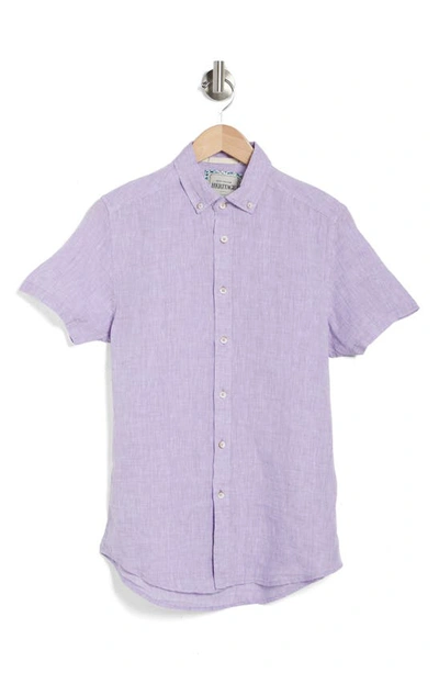 Shop Report Collection Short Sleeve Linen Shirt In Lavendar