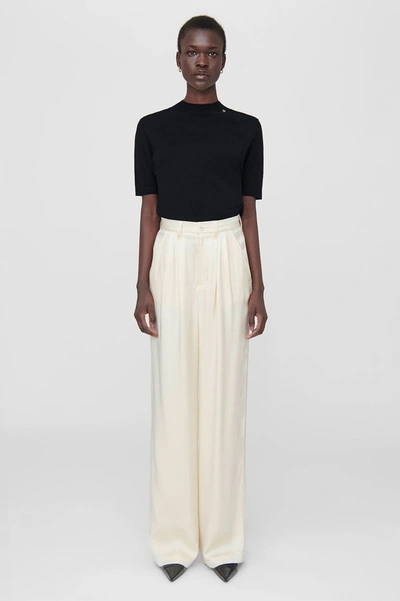 WIDE-LEG HIGH-WAIST TROUSERS - Oyster-white
