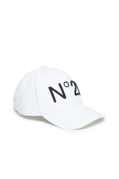 Shop N°21 White Gabardine Baseball Cap With Logo