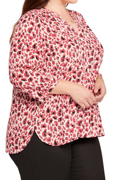 Shop Nydj High-low Crepe Blouse In Avery Animal