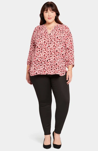 Shop Nydj High-low Crepe Blouse In Avery Animal