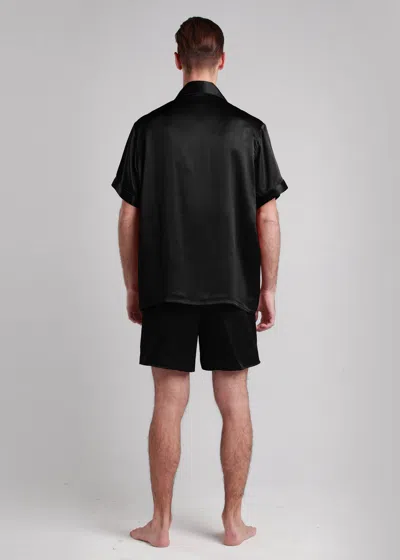 Lilysilk Men's 22 Momme Contrast Trim Short Silk Pajama Set In Black