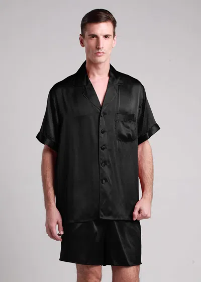 Shop Lilysilk Men's 22 Momme Contrast Trim Short Silk Pajama Set In Black