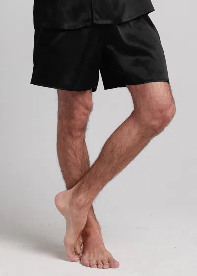 Lilysilk Men's 22 Momme Contrast Trim Short Silk Pajama Set In Black