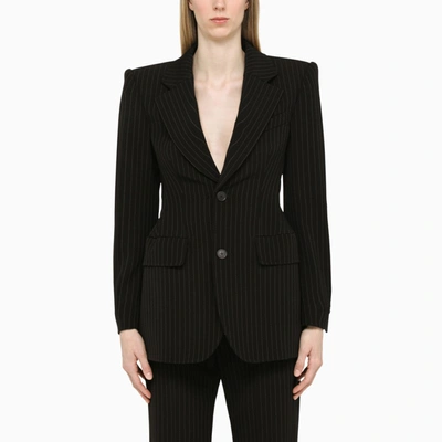 Shop Balenciaga | Black Pinstripe Structured Jacket