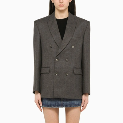 Shop Wardrobe.nyc Charcoal Double-breasted Jacket In Grey
