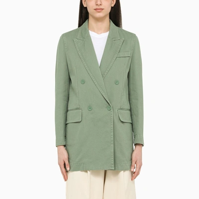 Shop Max Mara | Sage Cotton Double-breasted Jacket In Green