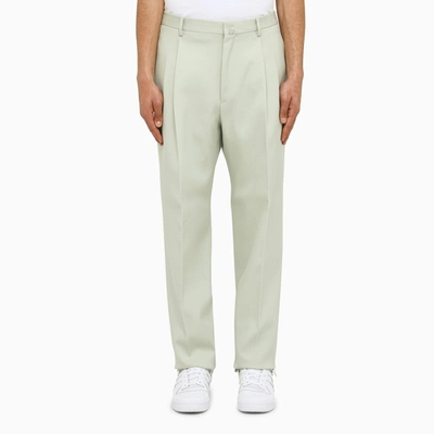 Shop Lanvin Sage Wool Tailored Trousers In Multicolor