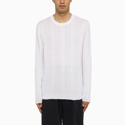 Shop Ballantyne White Perforated Cotton Jersey