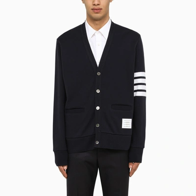 Shop Thom Browne Navy Cotton Knit Cardigan In Blue