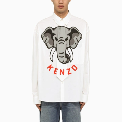 Shop Kenzo | White Elephant Shirt With Tie In Multicolor