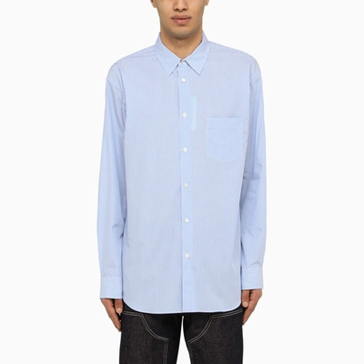 Shop Comme Des Garçons Shirt | Striped Blue Poplin Shirt In Light Blue